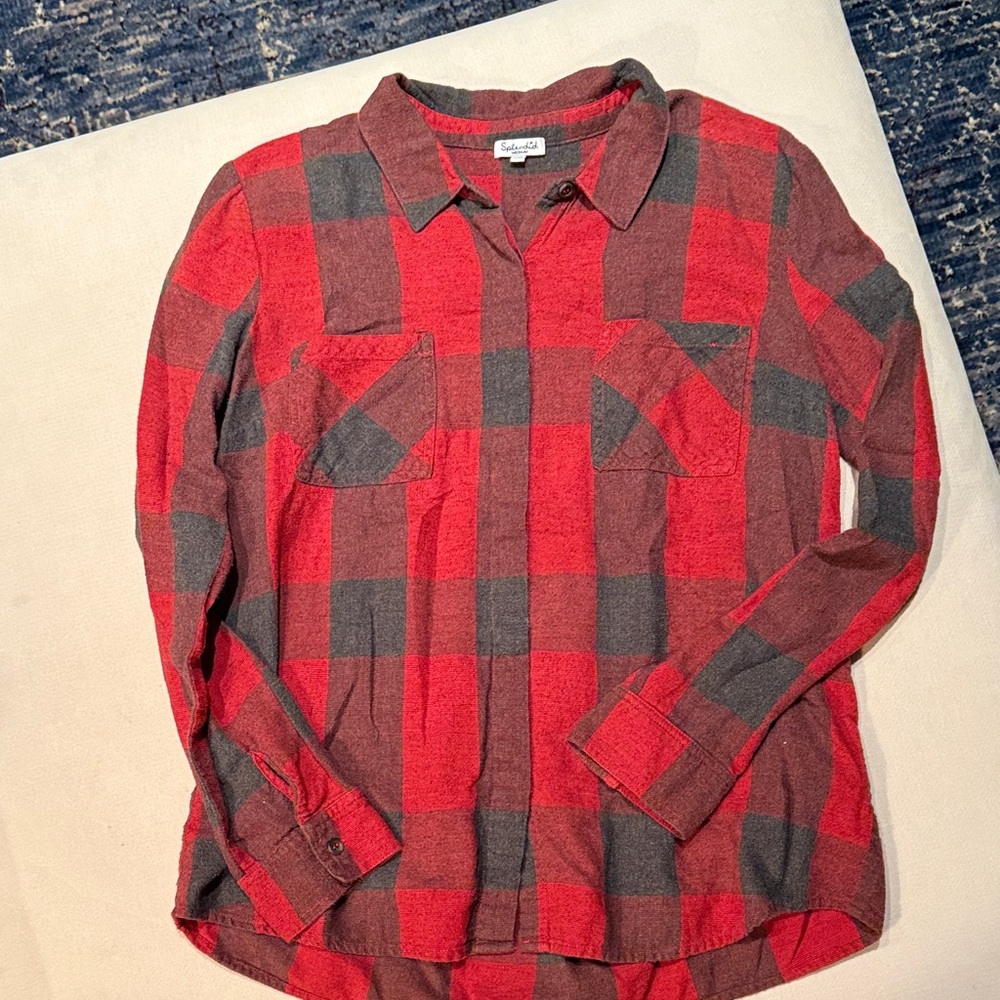 Splendid Red and Gray Plaid Button-down Shirt